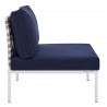 Modway Harmony Sunbrella® Basket Weave Outdoor Patio Aluminum Armless Chair in Tan Navy - Side Angle