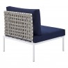 Modway Harmony Sunbrella® Basket Weave Outdoor Patio Aluminum Armless Chair in Tan Navy - Back Side Angle