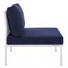 Modway Harmony Sunbrella® Outdoor Patio Aluminum Armless Chair in White Navy - Side Angle