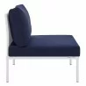 Modway Harmony Sunbrella® Outdoor Patio Aluminum Armless Chair in White Navy - Side Angle - Modway Harmony Sunbrella® Outdoor Patio Aluminum Armless Chair in White Navy - Side Angle