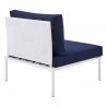 Modway Harmony Sunbrella® Outdoor Patio Aluminum Armless Chair in White Navy - Back Side Angle