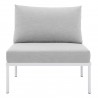Modway Harmony Sunbrella® Outdoor Patio Aluminum Armless Chair in Gray Gray - Front Angle