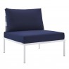 Modway Harmony Sunbrella® Outdoor Patio Aluminum Armless Chair in Gray Navy - Front Side Angle