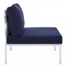 Modway Harmony Sunbrella® Outdoor Patio Aluminum Armless Chair in Gray Navy - Side Angle