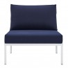 Modway Harmony Sunbrella® Outdoor Patio Aluminum Armless Chair in Gray Navy - Front Angle