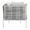 Modway Harmony Sunbrella® Basket Weave Outdoor Patio Aluminum Loveseat in Taupe Gray - Side Angle