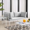 Modway Harmony Sunbrella® Basket Weave Outdoor Patio Aluminum Loveseat in Taupe Gray - Lifestyle