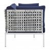 Modway Harmony Sunbrella® Basket Weave Outdoor Patio Aluminum Loveseat in Taupe Navy - Side Angle
