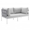 Modway Harmony Sunbrella® Outdoor Patio Aluminum Loveseat in Gray Gray - Front Side Angle