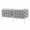 Modway Harmony Sunbrella® Outdoor Patio Aluminum Loveseat in Gray Gray - Back Side Angle