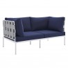 Modway Harmony Sunbrella® Outdoor Patio Aluminum Loveseat in Gray Navy - Front Side Angle