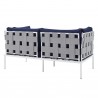 Modway Harmony Sunbrella® Outdoor Patio Aluminum Loveseat in Gray Navy - Back Side Angle