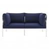 Modway Harmony Sunbrella® Outdoor Patio Aluminum Loveseat in Gray Navy - Front Angle