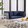 Modway Harmony Sunbrella® Outdoor Patio Aluminum Loveseat in Gray Navy - Lifestyle