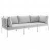 Modway Harmony Sunbrella® Basket Weave Outdoor Patio Aluminum Sofa in Taupe Gray - Front Side Angle
