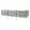 Modway Harmony Sunbrella® Basket Weave Outdoor Patio Aluminum Sofa in Taupe Gray - Back Side Angle