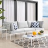 Modway Harmony Sunbrella® Basket Weave Outdoor Patio Aluminum Sofa in Taupe Gray - Lifestyle