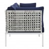 Modway Harmony Sunbrella® Basket Weave Outdoor Patio Aluminum Sofa in Taupe Navy - Side Angle