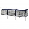 Modway Harmony Sunbrella® Basket Weave Outdoor Patio Aluminum Sofa in Taupe Navy - Back Side Angle