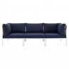 Modway Harmony Sunbrella® Basket Weave Outdoor Patio Aluminum Sofa in Taupe Navy - Front Angle