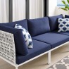 Modway Harmony Sunbrella® Basket Weave Outdoor Patio Aluminum Sofa in Taupe Navy - Lifestyle