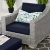 Modway Conway Outdoor Patio Wicker Rattan 2-Piece Armchair and Ottoman Set - Light Gray Navy - Lifestyle - Modway Conway Outdoor Patio Wicker Rattan 2-Piece Armchair and Ottoman Set - Light Gray Navy - Lifestyle