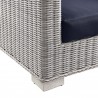 Modway Conway Outdoor Patio Wicker Rattan 2-Piece Armchair and Ottoman Set - Light Gray Navy - Armchair in Base Angle