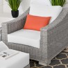 Modway Conway Outdoor Patio Wicker Rattan 2-Piece Armchair and Ottoman Set - White - Lifestyle 2