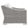 Modway Conway Outdoor Patio Wicker Rattan 2-Piece Armchair and Ottoman Set - White - Armchair in Side Angle