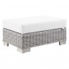 Modway Conway Outdoor Patio Wicker Rattan 2-Piece Armchair and Ottoman Set - White - Ottoman in Front Side Angle