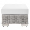 Modway Conway Outdoor Patio Wicker Rattan 2-Piece Armchair and Ottoman Set - White - Ottoman in Side Angle