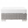Modway Conway Outdoor Patio Wicker Rattan 2-Piece Armchair and Ottoman Set - White - Ottoman in Front Angle