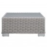Modway Conway 4-Piece Outdoor Patio Wicker Rattan Furniture Set - Light Gray Light Blue - Table in Front Angle