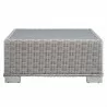 Modway Conway 4-Piece Outdoor Patio Wicker Rattan Furniture Set - Light Gray Light Blue - Table in Front Angle - Modway Conway 4-Piece Outdoor Patio Wicker Rattan Furniture Set - Light Gray Light Blue - Table in Front Angle