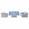 Modway Conway 4-Piece Outdoor Patio Wicker Rattan Furniture Set - Light Gray Light Blue - Set in Front Angle - Modway Conway 4-Piece Outdoor Patio Wicker Rattan Furniture Set - Light Gray Light Blue - Set in Front Angle