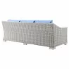 Modway Conway 4-Piece Outdoor Patio Wicker Rattan Furniture Set - Light Gray Light Blue - Sofa in Back Side Angle - Modway Conway 4-Piece Outdoor Patio Wicker Rattan Furniture Set - Light Gray Light Blue - Sofa in Back Side Angle