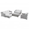 Modway Conway 5-Piece Outdoor Patio Wicker Rattan Furniture Set - White - Set in Front Side Angle