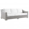 Modway Conway 5-Piece Outdoor Patio Wicker Rattan Furniture Set - White - Sofa in Front Side Angle