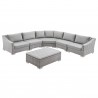 Modway Conway Outdoor Patio Wicker Rattan 6-Piece Sectional Sofa Furniture Set - Gray - Set in Front Angle