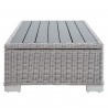 Modway Conway Outdoor Patio Wicker Rattan 6-Piece Sectional Sofa Furniture Set - Navy - Table in Side Angle