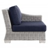 Modway Conway Outdoor Patio Wicker Rattan 6-Piece Sectional Sofa Furniture Set - Navy - Right-Arm Chair in Side Angle