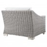 Modway Conway Outdoor Patio Wicker Rattan 6-Piece Sectional Sofa Furniture Set - Light Gray White - Left-Arm Chair in Back Side Angle