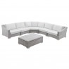 Modway Conway Outdoor Patio Wicker Rattan 6-Piece Sectional Sofa Furniture Set - Light Gray White - Set in Front Angle