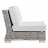 Modway Conway Outdoor Patio Wicker Rattan 6-Piece Sectional Sofa Furniture Set - Light Gray White - Armless Chair in Side Angle
