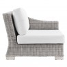 Modway Conway Outdoor Patio Wicker Rattan 6-Piece Sectional Sofa Furniture Set - Light Gray White - Right-Arm Chair in Side Angle