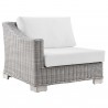 Modway Conway Outdoor Patio Wicker Rattan 6-Piece Sectional Sofa Furniture Set - Light Gray White - Left-Arm Chair in Front Side Angle