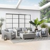 Modway Conway 4-Piece Outdoor Patio Wicker Rattan Furniture Set in Light Gray Gray - Lifestyle - Modway Conway 4-Piece Outdoor Patio Wicker Rattan Furniture Set in Light Gray Gray - Lifestyle