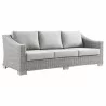Modway Conway 4-Piece Outdoor Patio Wicker Rattan Furniture Set in Light Gray Gray - Sofa in Front Side Angle - Modway Conway 4-Piece Outdoor Patio Wicker Rattan Furniture Set in Light Gray Gray - Sofa in Front Side Angle