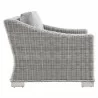 Modway Conway 4-Piece Outdoor Patio Wicker Rattan Furniture Set in Light Gray Gray - Armchair in Side Angle - Modway Conway 4-Piece Outdoor Patio Wicker Rattan Furniture Set in Light Gray Gray - Armchair in Side Angle