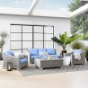 Modway Conway 4-Piece Outdoor Patio Wicker Rattan Furniture Set in Light Gray Light Blue - Lifestyle - Modway Conway 4-Piece Outdoor Patio Wicker Rattan Furniture Set in Light Gray Light Blue - Lifestyle